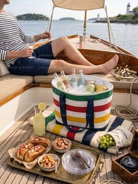 Hudson's Bay HBC Stripes Large Insulated Canvas Cooler Bag